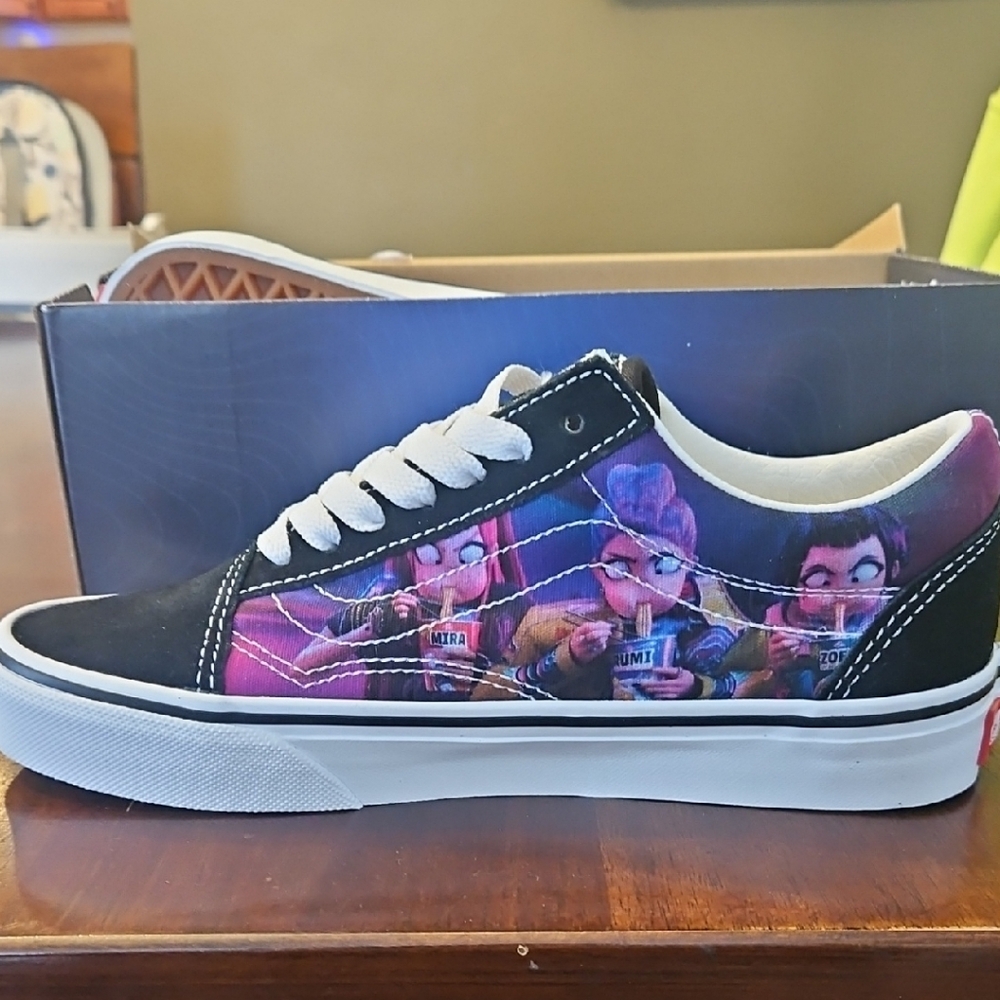 Vans Kids Black and White Sneakers with Colorful Character Design